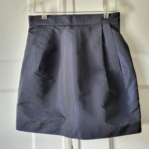 Proenza Schouler Dark Navy Blue Iridescent Mini Skirt Pleated Pockets US 8